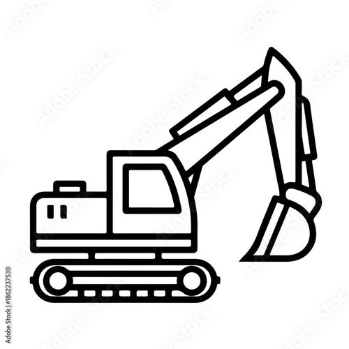 excavator as a simple single icon logo vector svg illustration, isolated on transparent background 