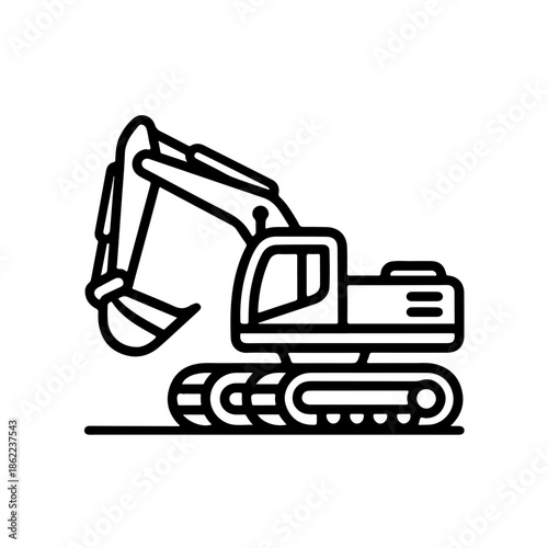 excavator as a simple single icon logo vector svg illustration, isolated on transparent background 