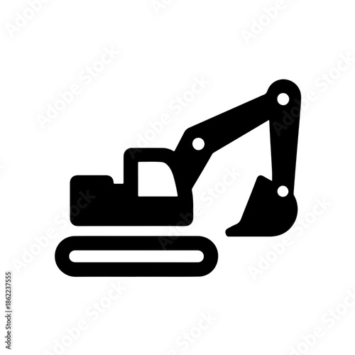 excavator as a simple single icon logo vector svg illustration, isolated on transparent background 