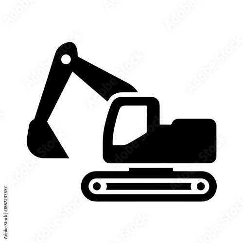 excavator as a simple single icon logo vector svg illustration, isolated on transparent background 