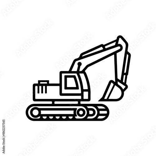 excavator as a simple single icon logo vector svg illustration, isolated on transparent background 