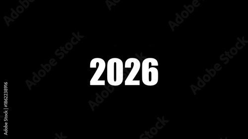 Abstract New Year Countdown Animation Transitioning from Year 2020 to 2026 on Black Background