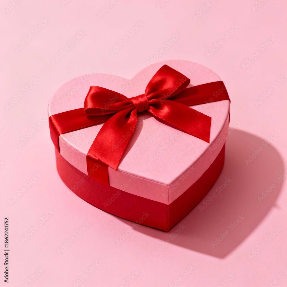 Obraz premium Red gift box with a bright red ribbon and bow for celebrations and special occasions