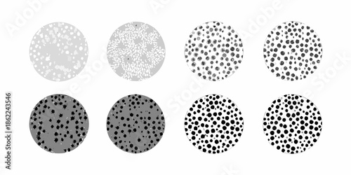 Variations in dot patterns and grayscale tones displayed in oval shapes