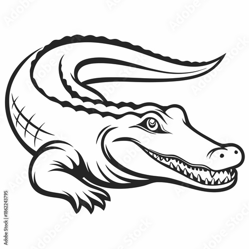 vector illustration of a cartoon crocodile