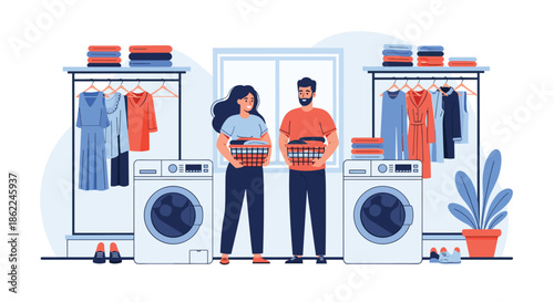 Two young students with backpacks standing in a school library and talking about a book to share ideas and knowledge for their educational growth.