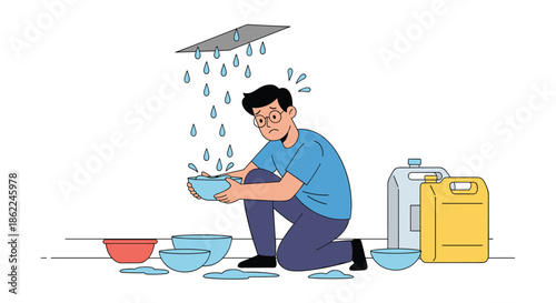 Two happy men jumping and celebrating around a large orange sign that says April Fools Day while one wears a funny party hat for the holiday event.