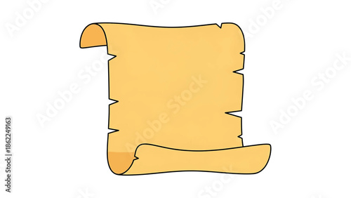 A parchment scroll in a light brown color with a dotted texture, black outline, and rolled top and bottom edges, set against a white background