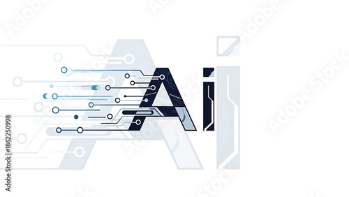 A minimalistic design displays the letters "Ai" constructed with circuit board elements and stylized lines with a white background