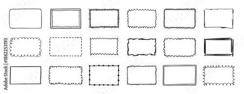 rectangular frames. doodle hand drawn borders set. decoration elements