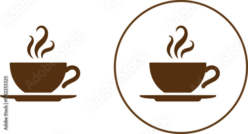 Brown coffee cup icon with steam simple flat vector for cafe and beverage Hot coffee cup icon.