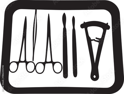 Surgical tools and instruments icon set