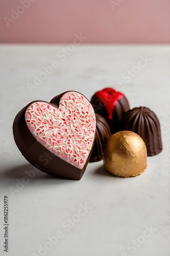 Filled Heart Chocolate Praline with Red Center