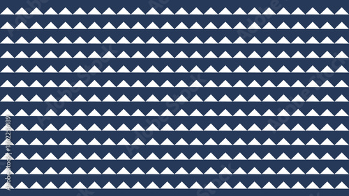 Blue and white seamless geometric  pattern, featuring  triangles arranged in a repeating design.