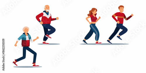 Diverse group of people actively jogging and embracing a healthy lifestyle