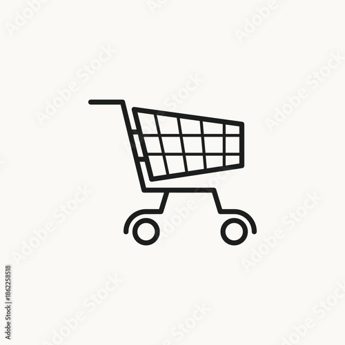 The clean and modern line style conveys simplicity, accessibility, and ease of use, making it a versatile symbol for both online and offline commerce