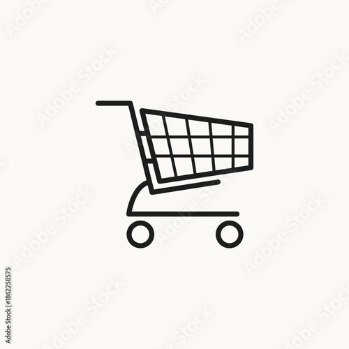 The clean and modern line style conveys simplicity, accessibility, and ease of use, making it a versatile symbol for both online and offline commerce