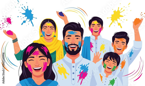 group of people with colors in Holi festival