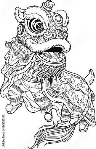 Detailed Traditional Chinese Lion Dance Costume