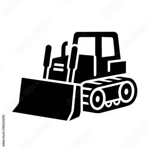 Bulldozer as a simple single icon logo vector illustration, isolated on transparent background