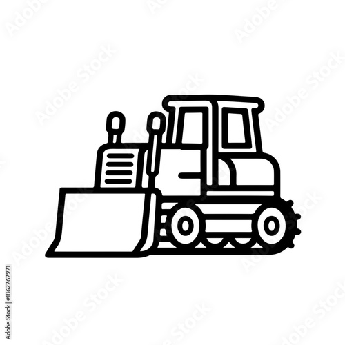 Bulldozer as a simple single icon logo vector illustration, isolated on transparent background