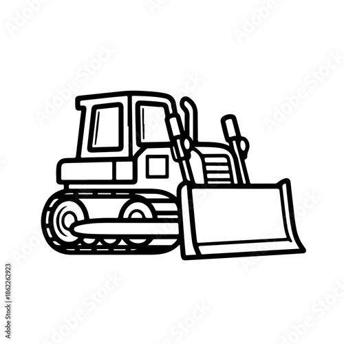 Bulldozer as a simple single icon logo vector illustration, isolated on transparent background