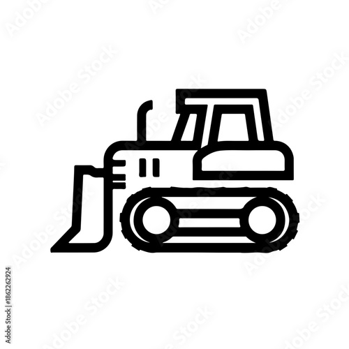 Bulldozer as a simple single icon logo vector illustration, isolated on transparent background