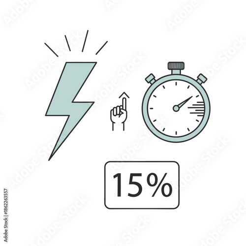 Lightning Bolt Stopwatch Percentage Graphic Elements.