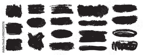 Paint brush stains set. Dirty artistic elements for text, labels. paintbrush grunge stamp collection