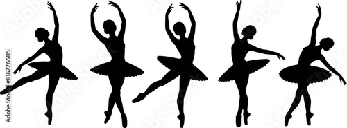 Ballet dancers silhouette illustration elegant dance artwork ballerina figures dancing