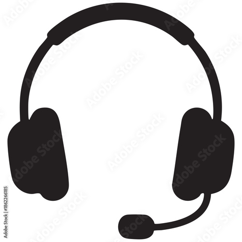 Vector of headphones and microphone