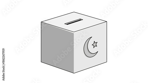 Islamic Ballot Box - Voting Concept, Crescent Moon and Star Symbol