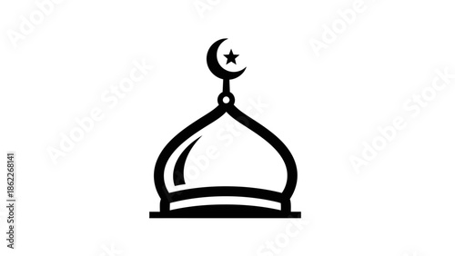 Islamic Mosque Dome Crescent Moon Star Icon Symbol