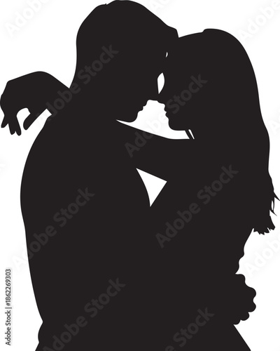 Silhouette of a couple embracing
