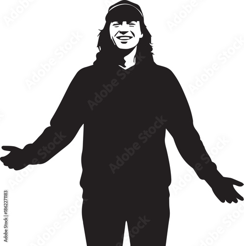 Man with long hair and hoodie