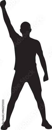 Silhouette of a victorious figure