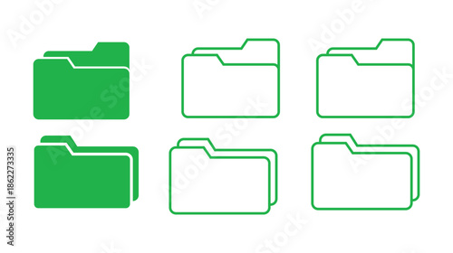 Set of Green Folder Icons document Isolated On Transparent Background