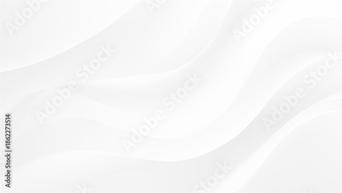 An abstract white background featuring smooth flowing curves and gentle wave like patterns creating a soft texture