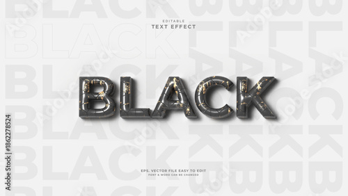 Fotografia Black Marble 3D Text Effect with Gold Crack Luxury Typography