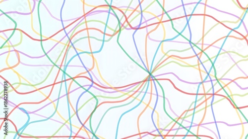 Abstract Colorful Line Pattern Background with Flowing Curves on White, Modern Minimal Design