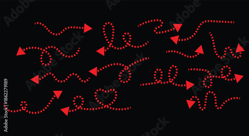 Red dotted arrows and lines pointers