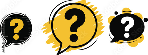 The concept of frequently asked questions. A flat vector illustration with question marks.