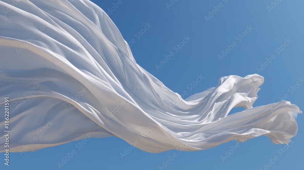 custom made wallpaper toronto digitalA white, flowing fabric billows and dances against a vast blue sky. The sunlight enhances the folds, giving it a soft, airy feel