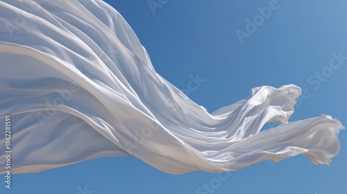 Wallpaper Mural A white, flowing fabric billows and dances against a vast blue sky. The sunlight enhances the folds, giving it a soft, airy feel Torontodigital.ca