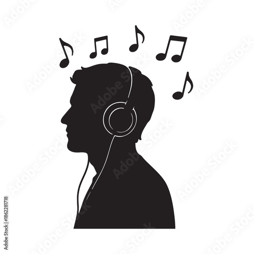 man listening to music on headphones