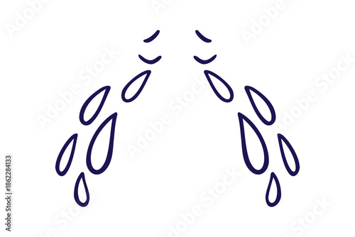 tears drop, eyes and tears doodle hand drawn icon. Outline drawing line clipart symbol 