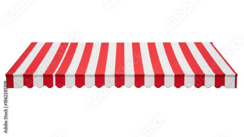 Red and white striped awning