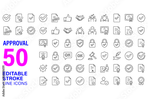 set of Approval Icons,
Approval Icon Set – Editable Line Icons Vector Illustration