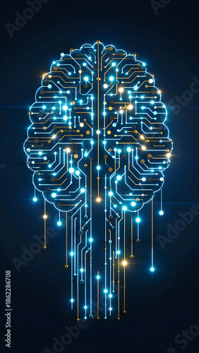 human brain with circuit board