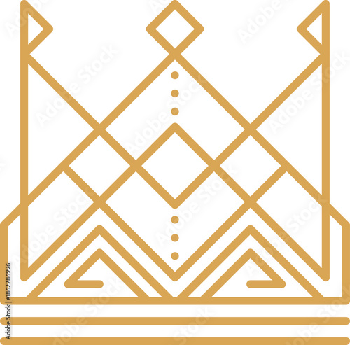 Monarchy royalty jewelry crown line icon or emblem. Queen tiara graphic lineart symbol, monarch royal power crown abstract golden outline vector label. King heraldic linear emblem or icon